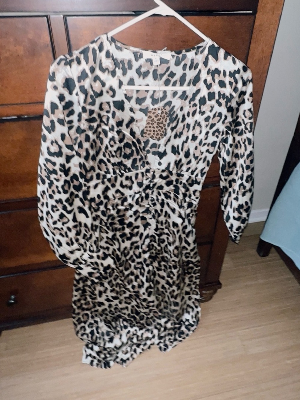 New Boutique cloth button leopard small silky coverup!